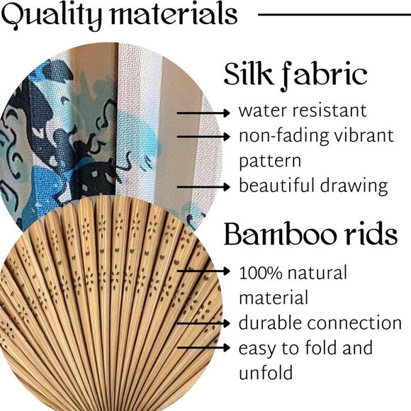 Folding Hand Fan for Women Wooden Folding Bamboo Gan Hand Fans for Women Foldabl - Picture 3 of 7